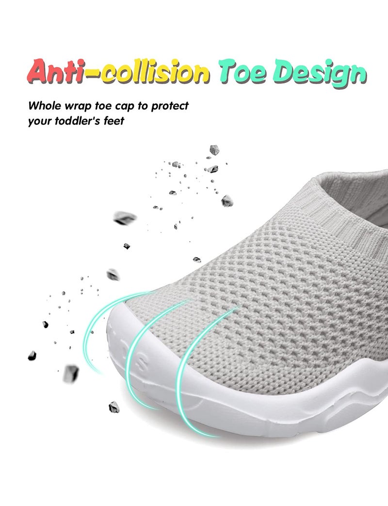 JOINFREE Boys Girls Shoes Tennis Walking Shoes Lightweight Breathable Sneaker for Kids Grey 9 Toddler - Image 3