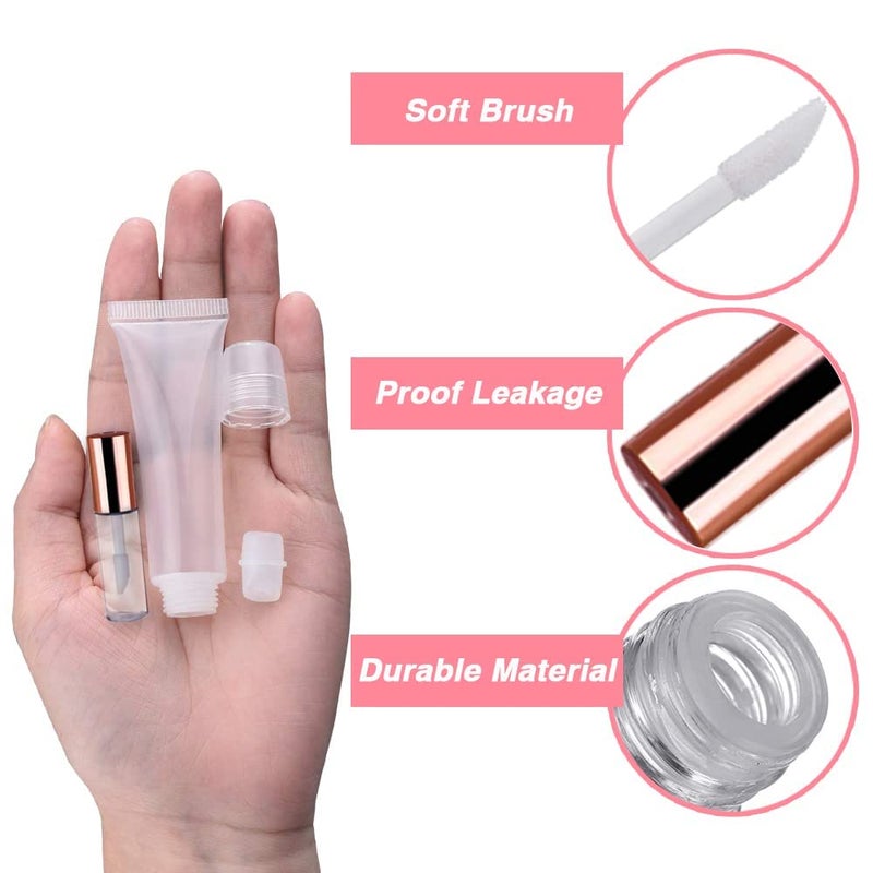 AMORIX AMORIX 50PCS Mini Lip Gloss Tubes with Wand 1.2ml Empty Lip Gloss Containers Refillable Travel Lip Balm Bottles for Samples with 5ml Syringes DIY Lip Gloss Base + Tag Labels (Rose Gold)  - Image 4