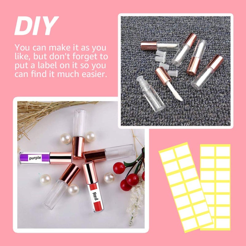 AMORIX AMORIX 50PCS Mini Lip Gloss Tubes with Wand 1.2ml Empty Lip Gloss Containers Refillable Travel Lip Balm Bottles for Samples with 5ml Syringes DIY Lip Gloss Base + Tag Labels (Rose Gold)  - Image 5