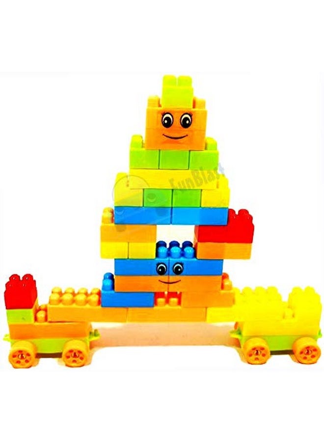 FunBlast FunBlast Building Blocks - Blocks for Kids with Wheel, Learning & Educational Toy Set for Girls, Boys, Kids, Bag Packing, Best Gift Toy (Set of 46 Pcs)  - Image 1
