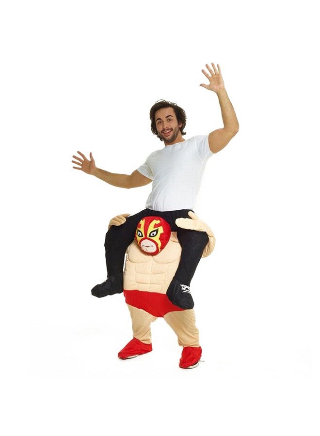 MORPH زي مصارعة مكسيكي بحجم واحد يناسب معظم الأشخاص، بيج وأحمر - Image 1