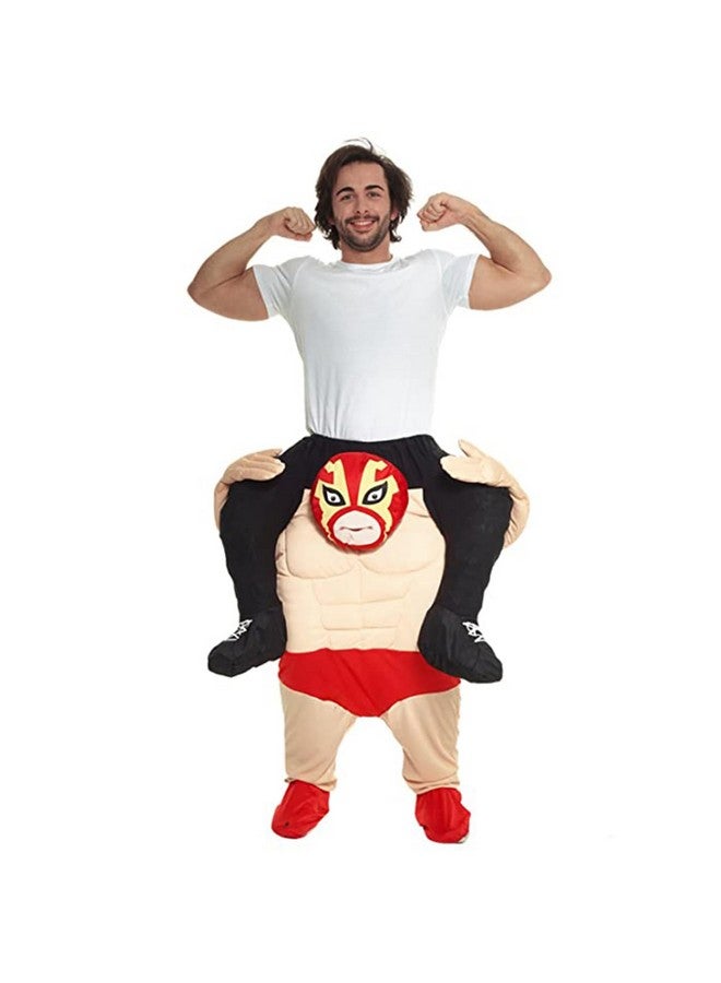 MORPH زي مصارعة مكسيكي بحجم واحد يناسب معظم الأشخاص، بيج وأحمر - Image 2