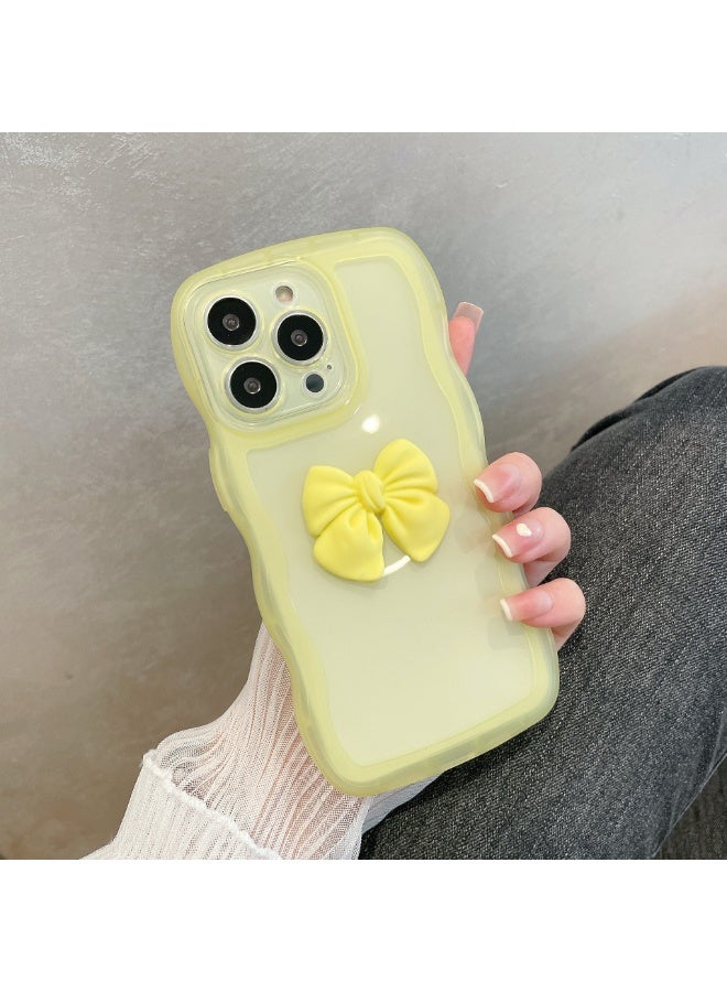 NIBEMINENT Wave Edged Bow Protective TPU Case Cover For iPhone 15, Yellow