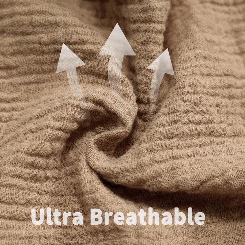 GUNTAIL Muslin Crib Sheets for Boys Girls 100% Cotton Fitted Baby Crib Sheet 2 Pack Soft and Breathable for Standard Crib Mattress & Toddler Mattress 52x28in (Beige & Coffee) - Image 5