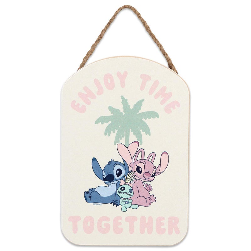 Open Road Brands Disney Lilo and Stitch Enjoy Time Together Hanging Wood Wall Decor Sweet Stitch Sign for Bedroom or Playroom - Image 3