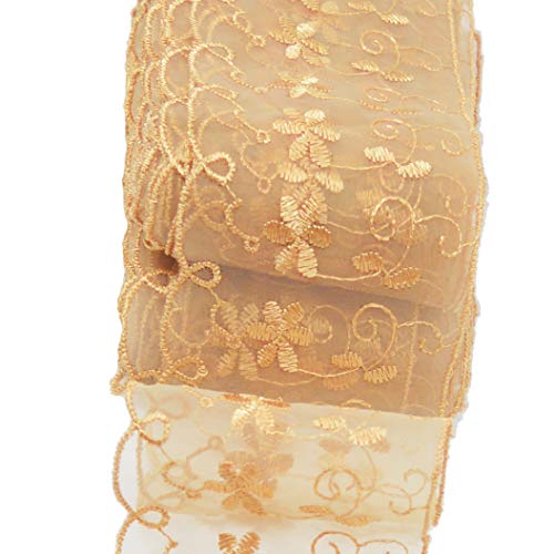 Ailejia 10 Yards 2.3" Lace Ribbon Fringe Trim Floral Designing for Sewing DIY Making and Bridal Wedding Decorations - Image 2