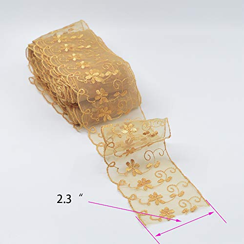 Ailejia 10 Yards 2.3" Lace Ribbon Fringe Trim Floral Designing for Sewing DIY Making and Bridal Wedding Decorations - Image 3