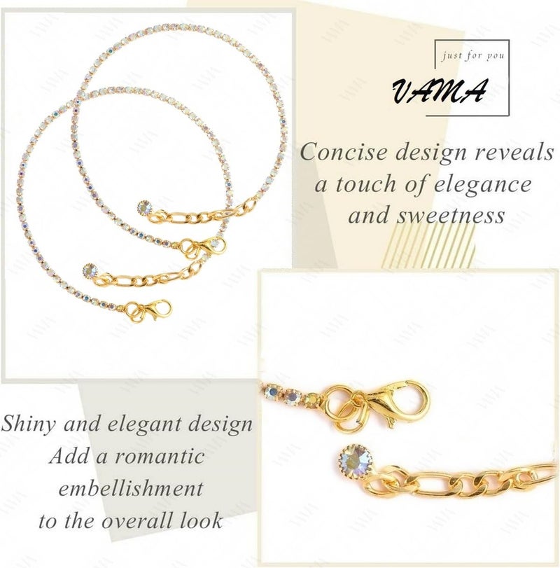 VAMA Adjustable Golden Crystal Rhinestone Payal Pair Anklet Toes Foot Chain Ankle Leg Anklets For Girls Women (1 Line Ankle Payal Pair Anklet) - Image 5