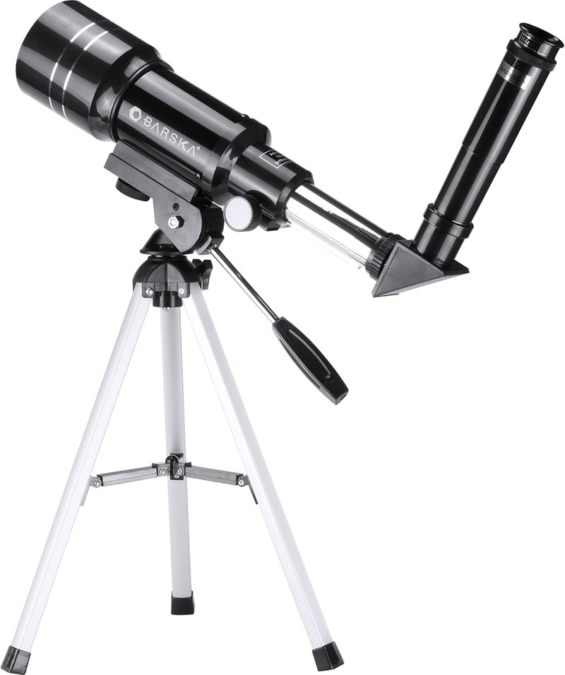 BARSKA Starwatcher 300x70mm 225 Power Refractor Telescope with Table Top Tripod and 3X Barlow Lens, Black (AE12932) - Image 4