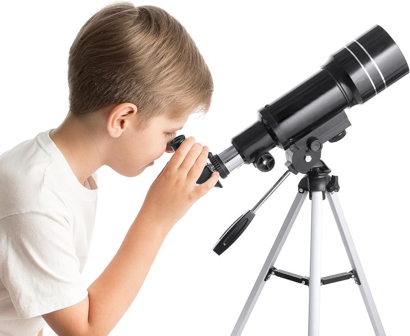 BARSKA Starwatcher 300x70mm 225 Power Refractor Telescope with Table Top Tripod and 3X Barlow Lens, Black (AE12932) - Image 3