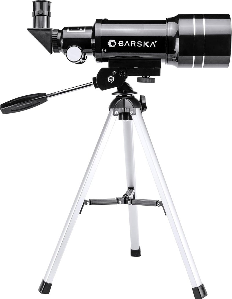 BARSKA Starwatcher 300x70mm 225 Power Refractor Telescope with Table Top Tripod and 3X Barlow Lens, Black (AE12932) - Image 5