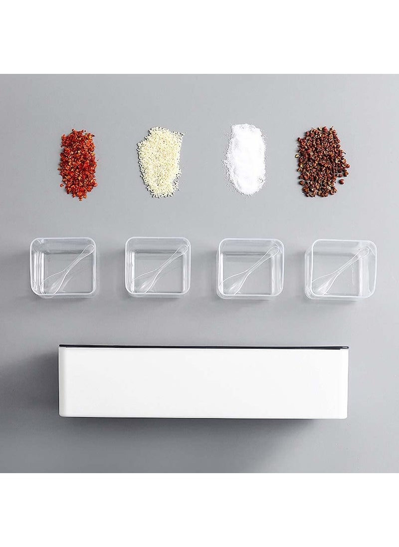 Lemonzza Lemonzza Multipurpose Self Adhesive Seasoning Masala Spice Rack Shelf With Cover Spoon wall mounted spice storage box for kitchen restaurants masala container organizer Multicolor Plastic  - Image 4