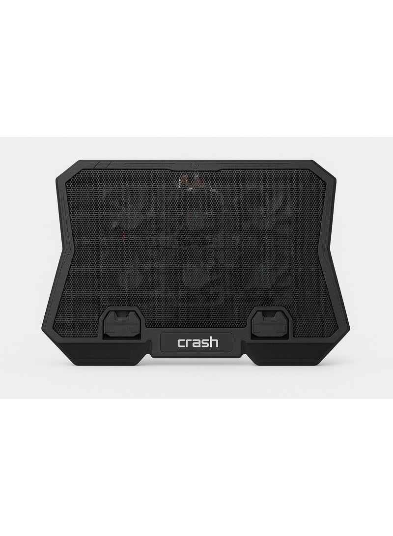 كراش قاعدة مروحة تبريد لابتوب Crash C6000 - ست مراوح تبريد قوية  - اضاءة LED  - تصميم نحيف حامل بثمانية اوضاع  - منفذين USB متوافقة مع لابتوبات حتى 17 بوصة - Image 1
