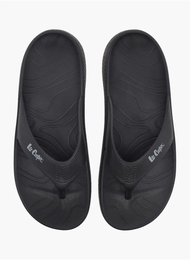 لي كوبر Mens Logo Print Slip-On Thong Slippers