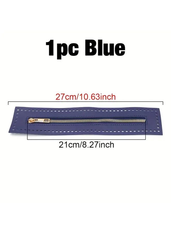 Blue Double Sided PU Leather Zipper For DIY Sewing Bag Luggage Handbags Replacement - Image 1