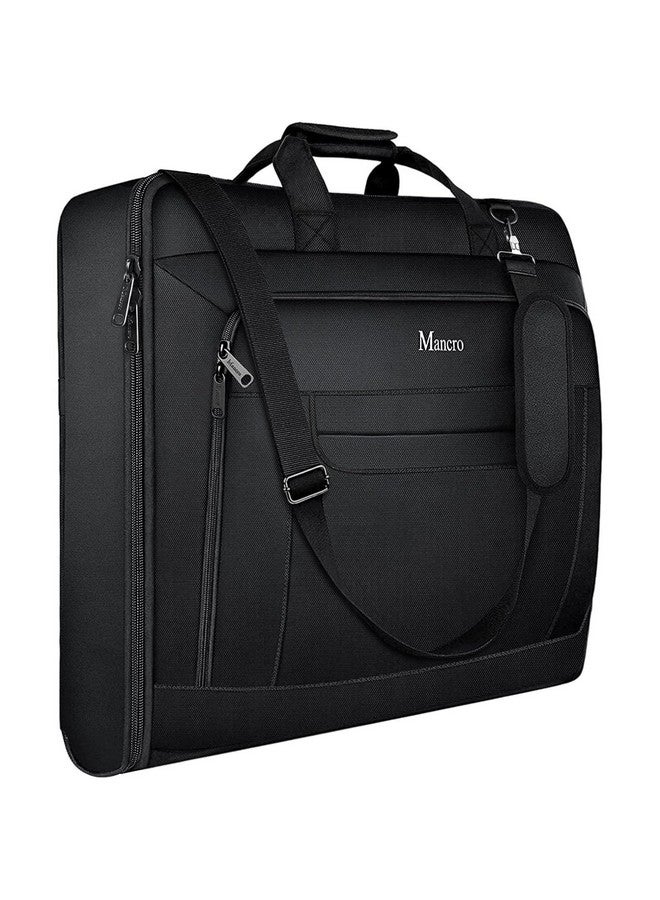 Mancro Garment Bags for Travel, Large Travel Suit Bag for Men Women with Shoulder Strap, Wrinkle Free Carry On Garment Bags for Hanging Clothes, Business Foldable Hanging Luggage Bag for Trip, Black - Image 1