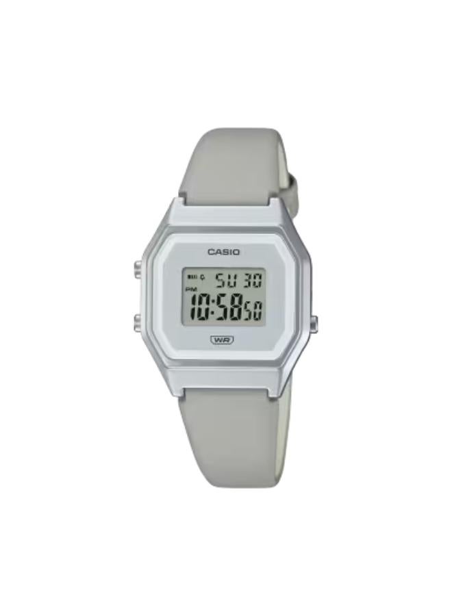 CASIO Women's Digital Display Watch With Grey Leather Strap - LA680WEL-8DF - Image 1