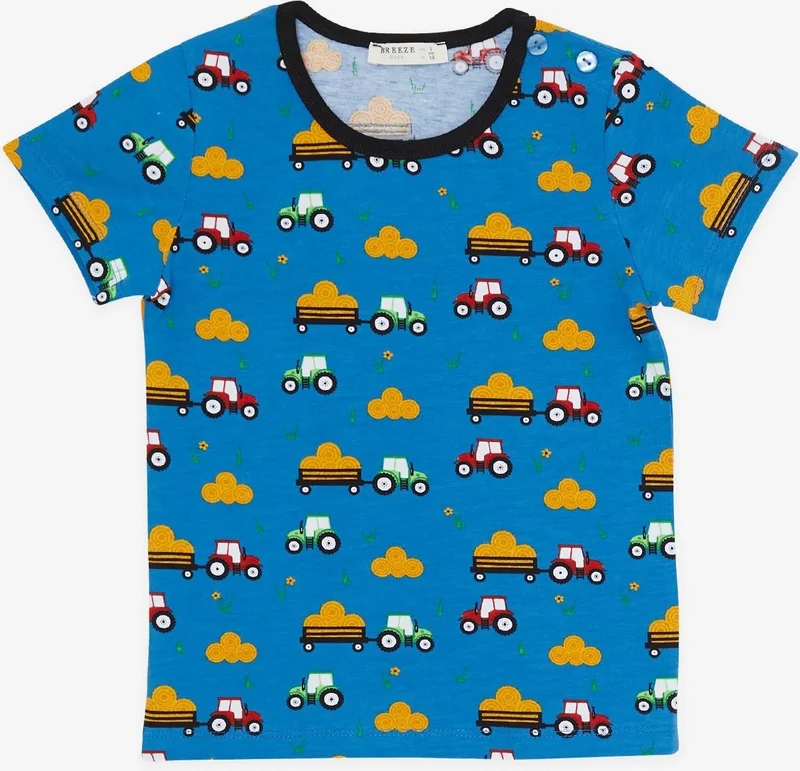 بريز Breeze Boy's Pajama Set with Shorts, Tractor Pattern, 1.5-5 Years, Blue