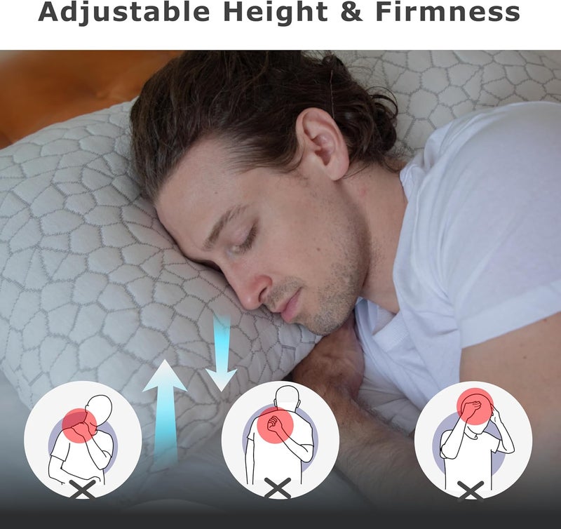 Pharmedoc Pregnancy Pillow U Shape Cooling Cover Grey  Adjustable Bed Pillow - Image 3