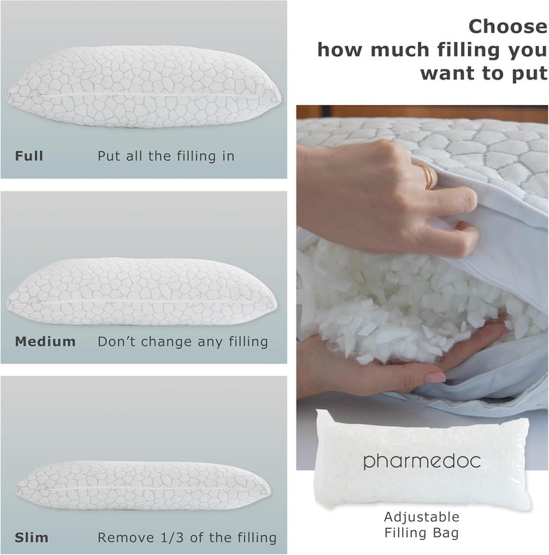 Pharmedoc Pregnancy Pillow U Shape Cooling Cover Grey  Adjustable Bed Pillow - Image 5