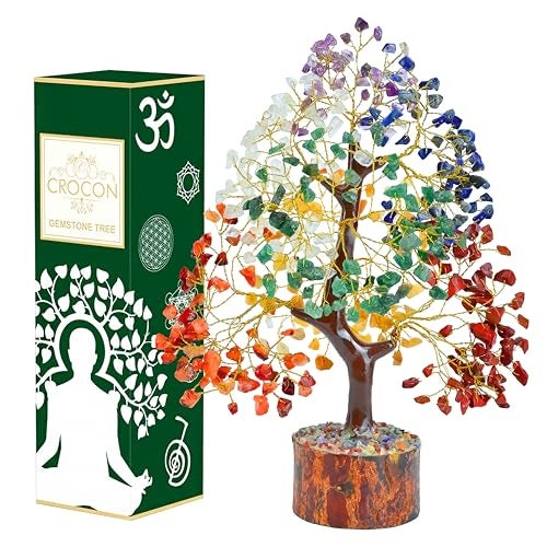 Crocon Seven Chakra Tree of Life for Positive Energy - Feng Shui Decor, Fake Bonsai, Crystals and Healing Stones, Money Tree, Room Decor 7 Chakra, Stone, Healing Crystals, Spiritual Gifts - Image 1