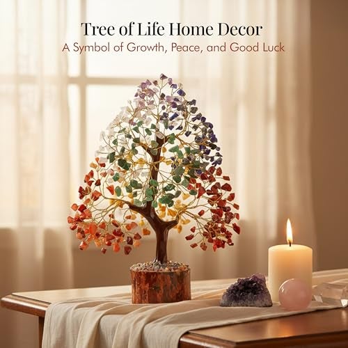 Crocon Seven Chakra Tree of Life for Positive Energy - Feng Shui Decor, Fake Bonsai, Crystals and Healing Stones, Money Tree, Room Decor 7 Chakra, Stone, Healing Crystals, Spiritual Gifts - Image 2