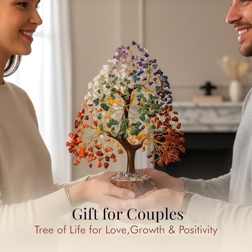 Crocon Seven Chakra Tree of Life for Positive Energy - Feng Shui Decor, Fake Bonsai, Crystals and Healing Stones, Money Tree, Room Decor 7 Chakra, Stone, Healing Crystals, Spiritual Gifts - Image 3