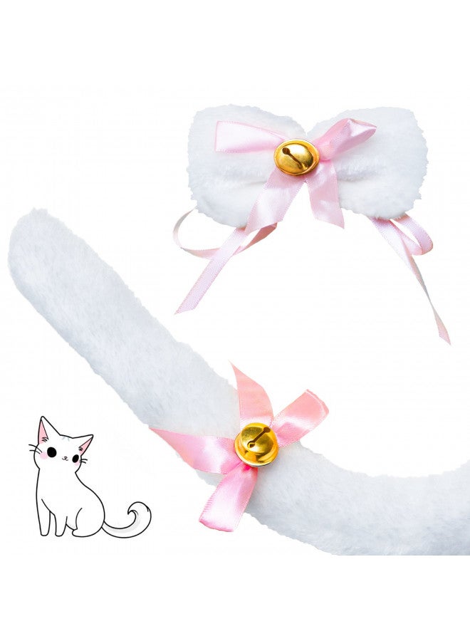 Beelittle Cat Cosplay Costume Kitten Ears Tail Collar Paws Cat Cosplay Collection 5 Pack (White) - Image 3