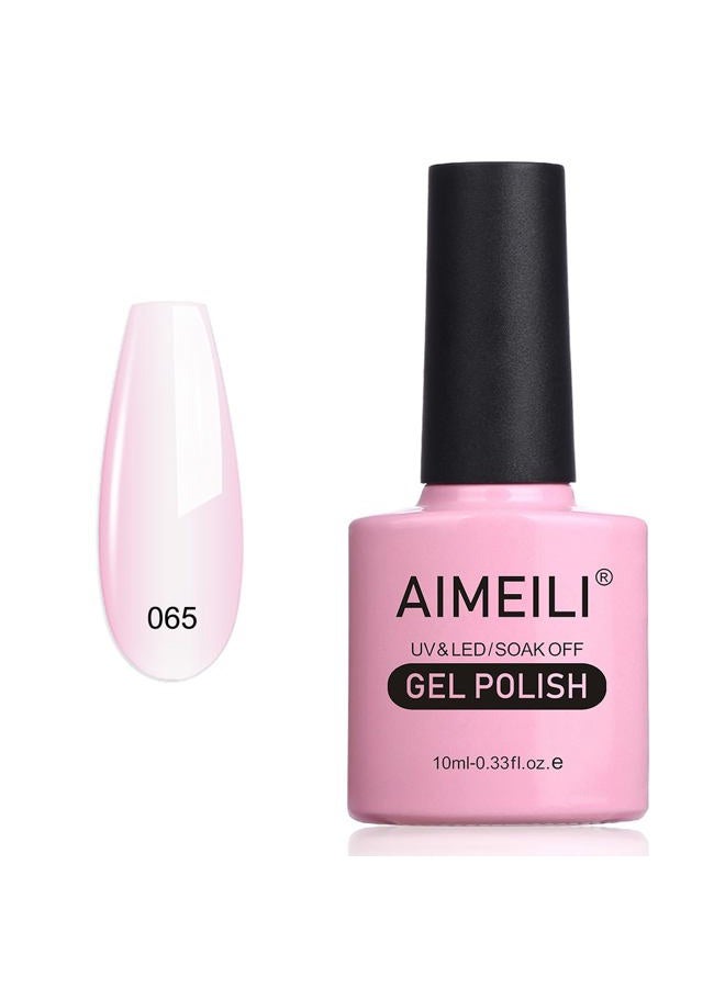 AIMEILI Soak Off U V LED Translucent Sheer Pink Gel Nail Polish - Clear Pink Nude (065) 10ml  - Image 1