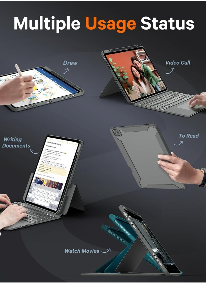 Generic - Rugged Keyboard Case for iPad 10th & 11th Generation (A16), Magnetic Detachable Case & 7-Color Backlit,, Smart Trackpad, 15°-180° Adjustable, Portrait/Landscape,  Keyboard for iPad 11th 2025/10th 2022, - Image 1