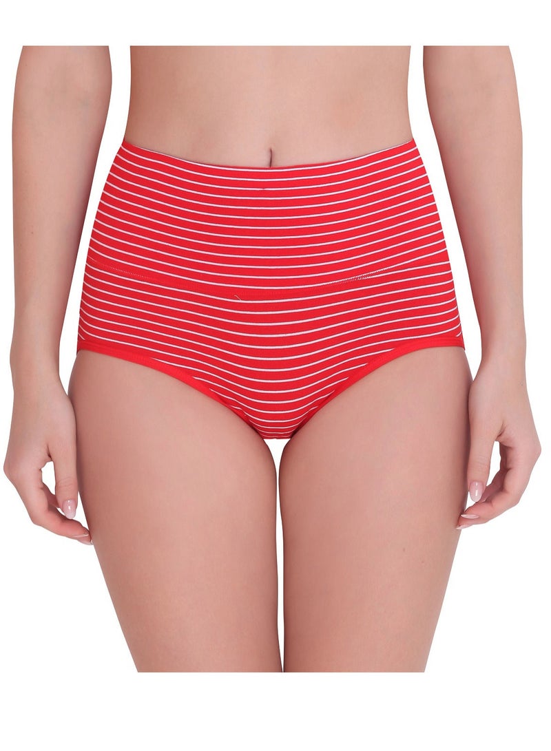 Glamroot Women's Full Coverage Cotton Hipster High Waist Panty ,Free Size (Pack of 2) Red/Pink - Image 5