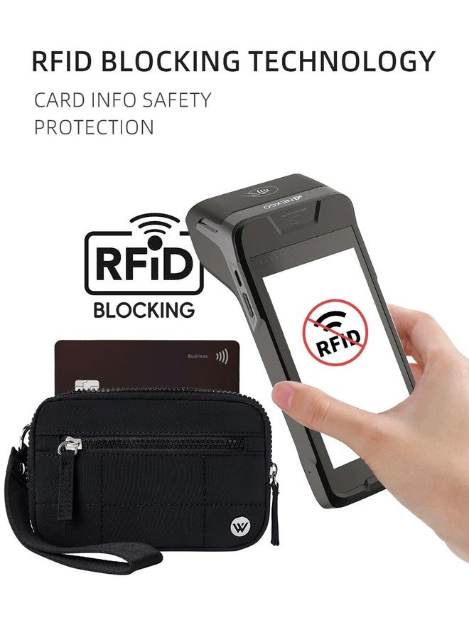 WESTBRONCO Wristlet Wallets for Women – RFID Blocking Quilted Nylon Phone Wallet Clutch, Zip Around Card Holder Purse for Travel & Everyday Use - Image 5