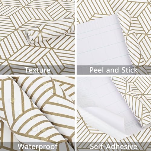 WENMER 17.71 Inch x 197 Inch Geometric Hexagon Wallpaper Peel and Stick Removable Self Adhesive Vinyl Film for Home Use - Image 4