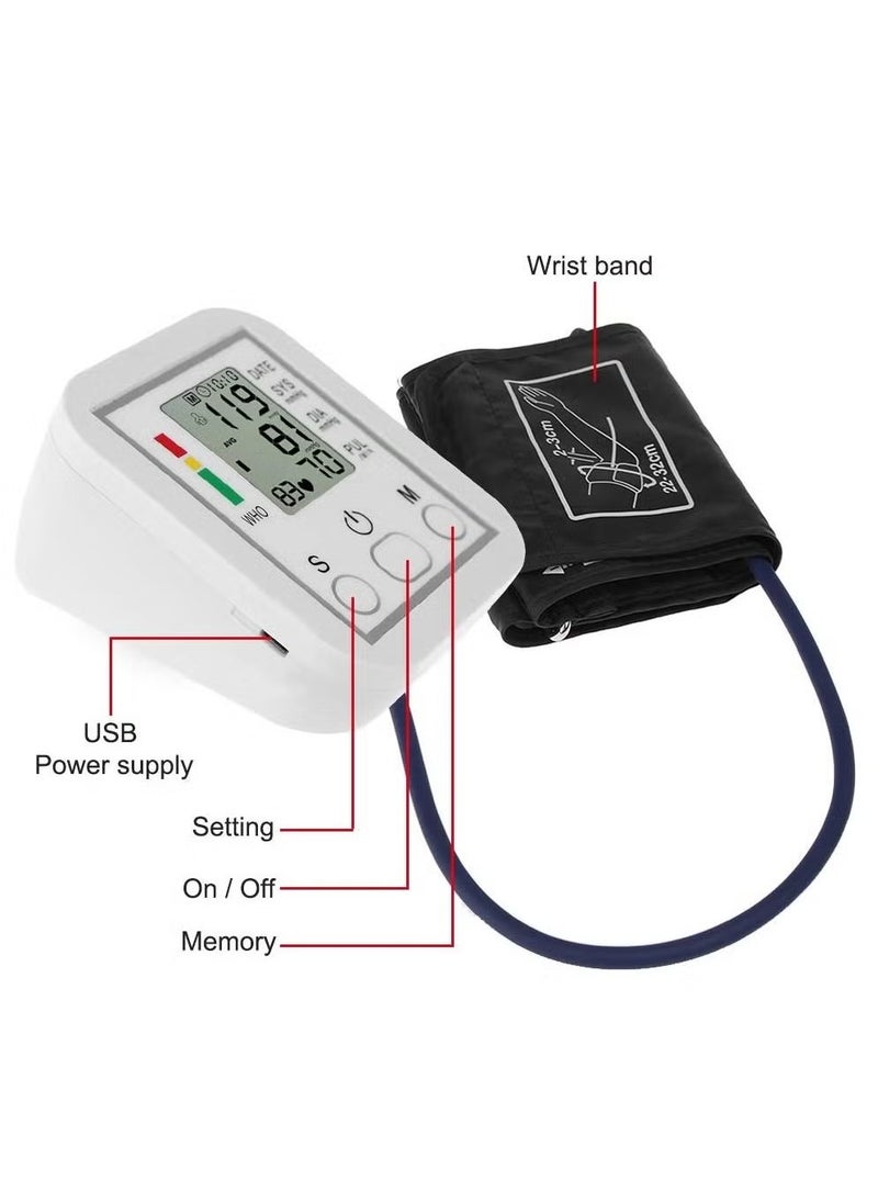 JAJEEK Portable Blood Pressure Monitor – Arm Band Type Digital Blood Pressure Meter, Sphygmomanometer with USB Cable for Home Use, Accurate & Easy Monitoring  - Image 4