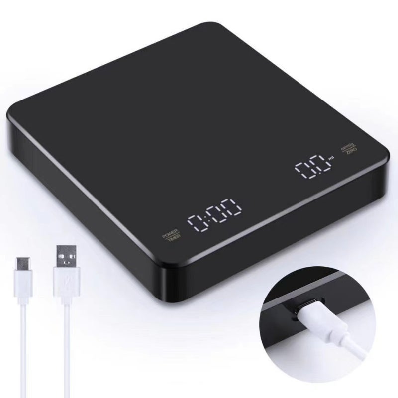 LED Coffee Scale 3KG/0.1G Precision Digital Timer Black 