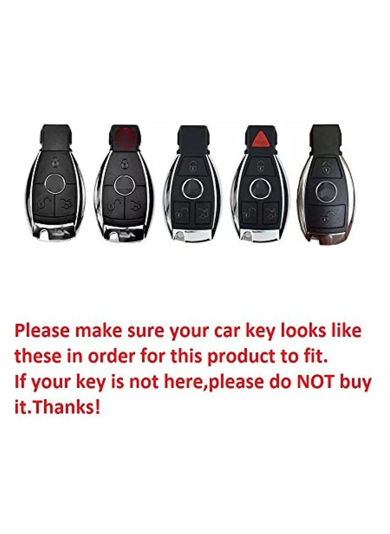 OIMG Soft Silicone Rubber Carbon Fiber Texture Cover Protector For Mercedes-Benz Fob Car Key Fob Case For Mercedes A C E S Class GLK CLA GLA GLC GLE CLS SLK AMG E260l C200l - Black  - Image 2