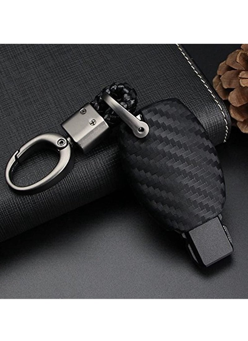 OIMG Soft Silicone Rubber Carbon Fiber Texture Cover Protector For Mercedes-Benz Fob Car Key Fob Case For Mercedes A C E S Class GLK CLA GLA GLC GLE CLS SLK AMG E260l C200l - Black  - Image 3