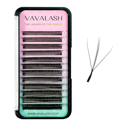VAVALASH 3D Dualcore W Shape Eyelash Extension 3D W Premade Fans 007 C Curl Volume Lash Extensions Easy Fanning False Lashes Matte Black Premade Cluster W LashesDualcore3D007C815mm - Image 1
