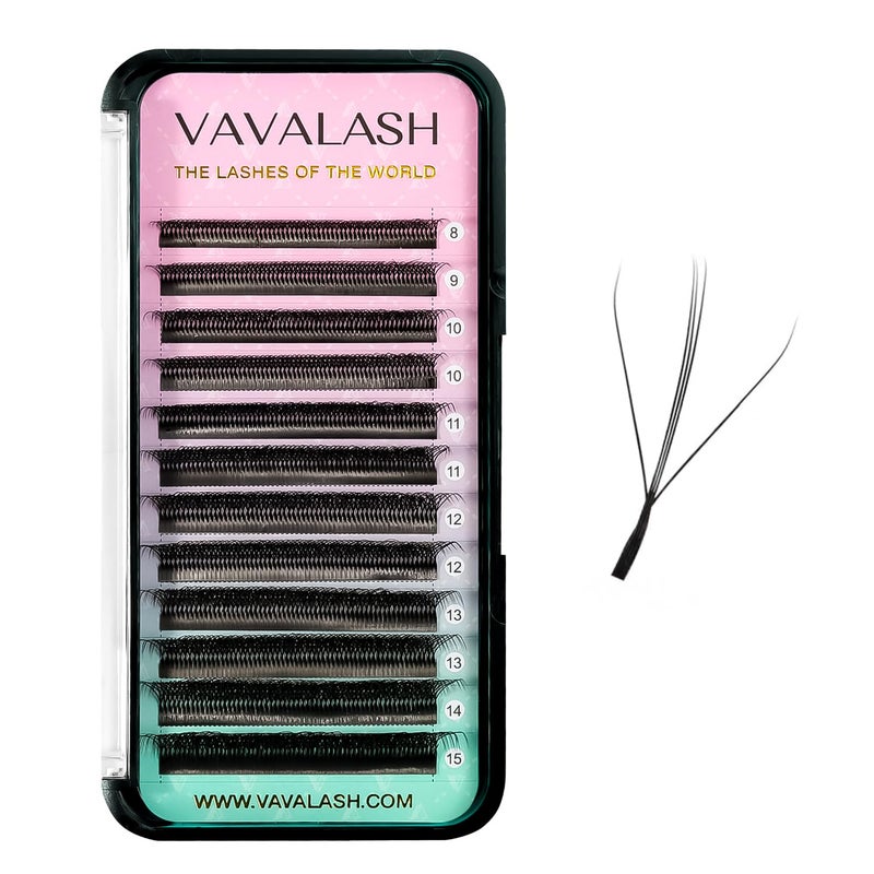 VAVALASH 3D Dualcore W Shape Eyelash Extension 3D W Premade Fans 007 C Curl Volume Lash Extensions Easy Fanning False Lashes Matte Black Premade Cluster W LashesDualcore3D007C815mm - Image 3