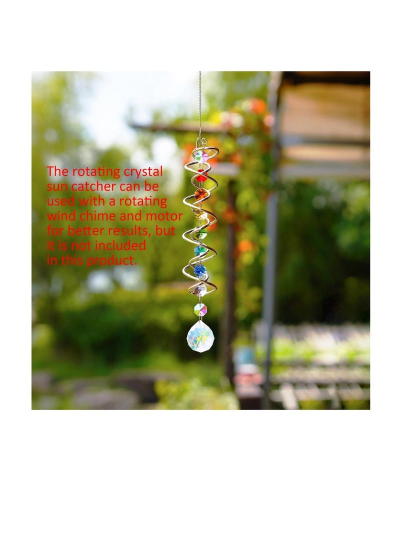 Captaintech Wind Spinner Gazing Ball Spiral Tail, Garden Suncatcher Crystal Pendant, Round Shaped Glass Prisms Beads Chain with Seven Chakra Beads, Suncatchers for Windows Hanging for Home Garden  - Image 4