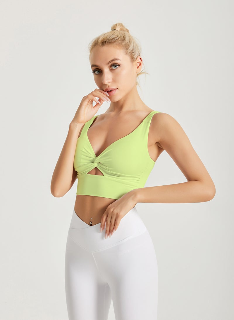 Loquat Women Quick Dry Breathable Yoga Bra Green  - Image 1