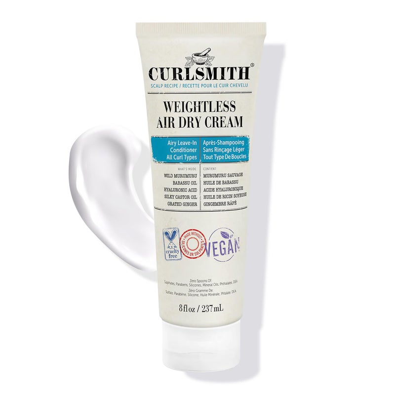 CURLSMITH CURLSMITH  Weightless Air Dry Cream  Vegan LeaveIn Conditioner for Any Hair Type Smooths Hair 8 fl oz