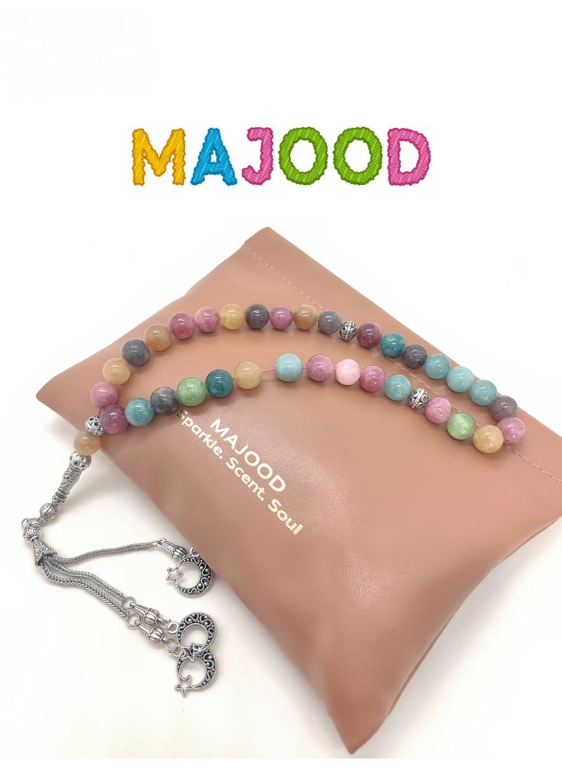 موجود 33 خرزة صلاة من التورمالين الطبيعي/تسبيح/10 ملم - Image 2