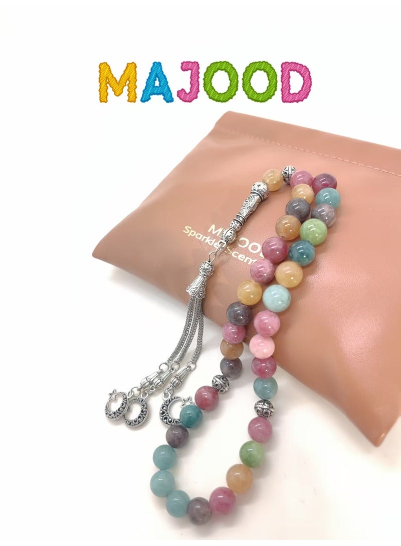 موجود 33 خرزة صلاة من التورمالين الطبيعي/تسبيح/10 ملم - Image 1