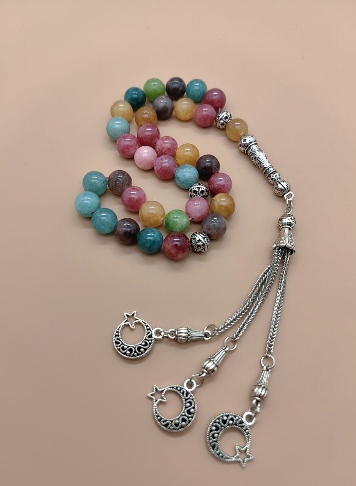 موجود 33 خرزة صلاة من التورمالين الطبيعي/تسبيح/10 ملم - Image 5