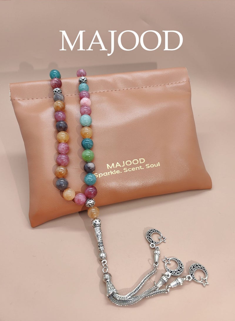 موجود 33 خرزة صلاة من التورمالين الطبيعي/تسبيح/10 ملم - Image 3