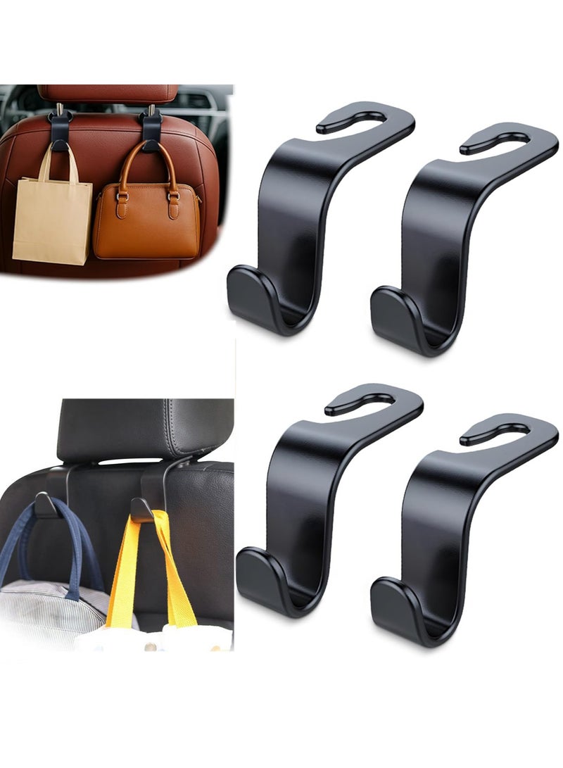 سيارة مقعد شماعات وحافظة حامل - 4 حزمة محاصر ، 55 رطل الثقيلة ، والسيارات هوك ، ومناسبة لمحفظة / حقيبة / معدات الطفل / اللياقة البدنية حقيبة / البقالة / كأس / ، ومناسبة ل 0.32-0.55 " السيارات مسند الرأس رود ( أسود ) - Image 1