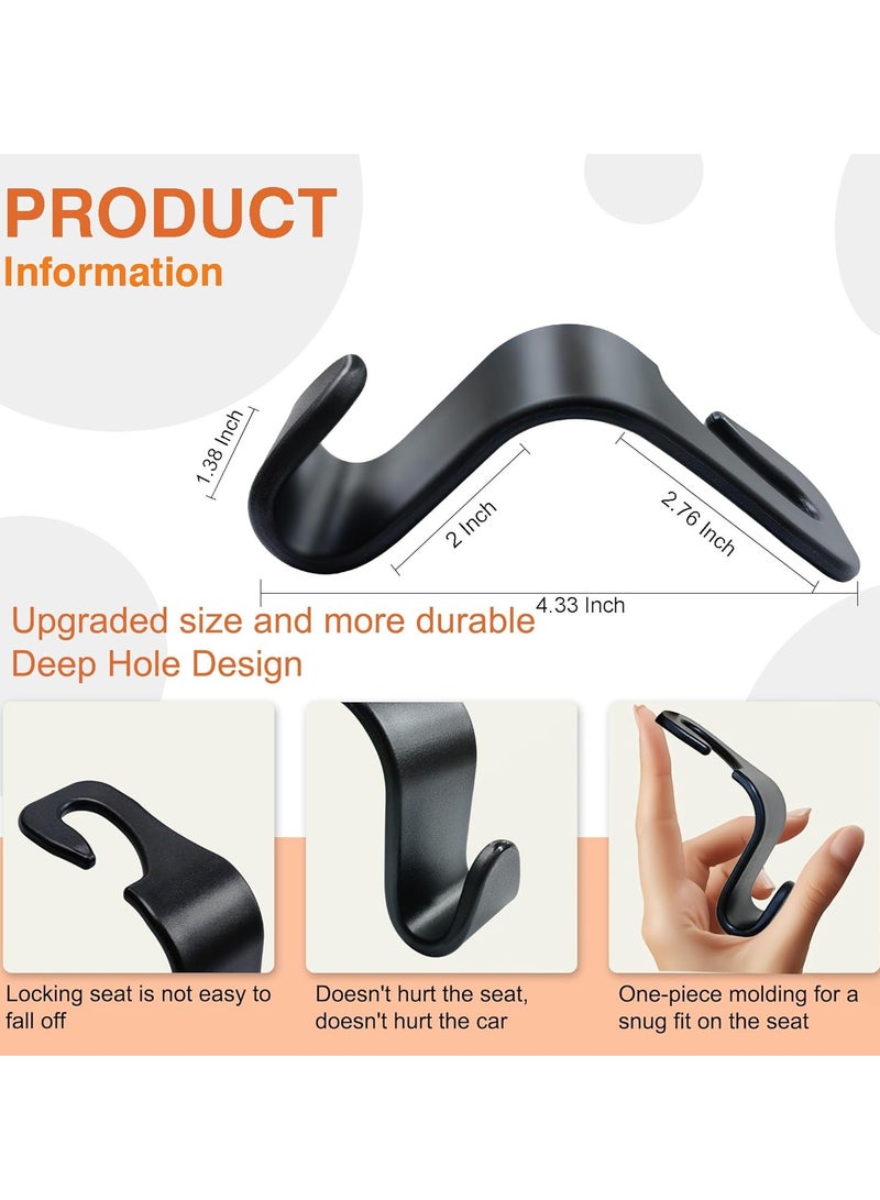 سيارة مقعد شماعات وحافظة حامل - 4 حزمة محاصر ، 55 رطل الثقيلة ، والسيارات هوك ، ومناسبة لمحفظة / حقيبة / معدات الطفل / اللياقة البدنية حقيبة / البقالة / كأس / ، ومناسبة ل 0.32-0.55 " السيارات مسند الرأس رود ( أسود ) - Image 5