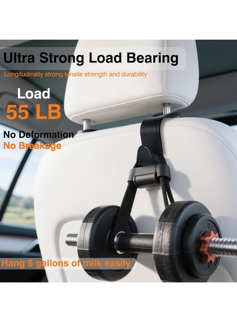 سيارة مقعد شماعات وحافظة حامل - 4 حزمة محاصر ، 55 رطل الثقيلة ، والسيارات هوك ، ومناسبة لمحفظة / حقيبة / معدات الطفل / اللياقة البدنية حقيبة / البقالة / كأس / ، ومناسبة ل 0.32-0.55 " السيارات مسند الرأس رود ( أسود ) - Image 3