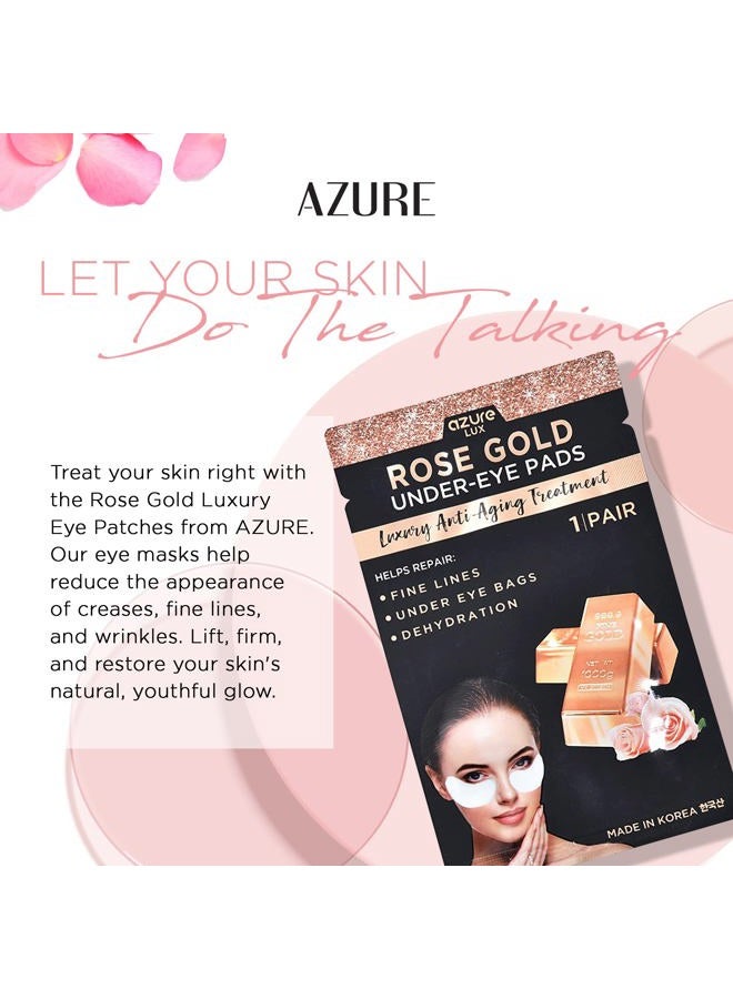 Azure Cosmetics Rose Gold Luxury Anti Aging Under Eye Pads - Lifting, Smoothing & Hydrating Eye Mask Patches - Reduces Fine Lines, Wrinkles, Dark Circles & Puffiness - Made in Korea - 5 Pairs - Image 3